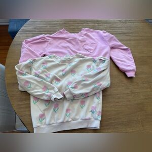 H&M crewneck sweatshirt Bundle Pink and Cream Tulip Size 6-7